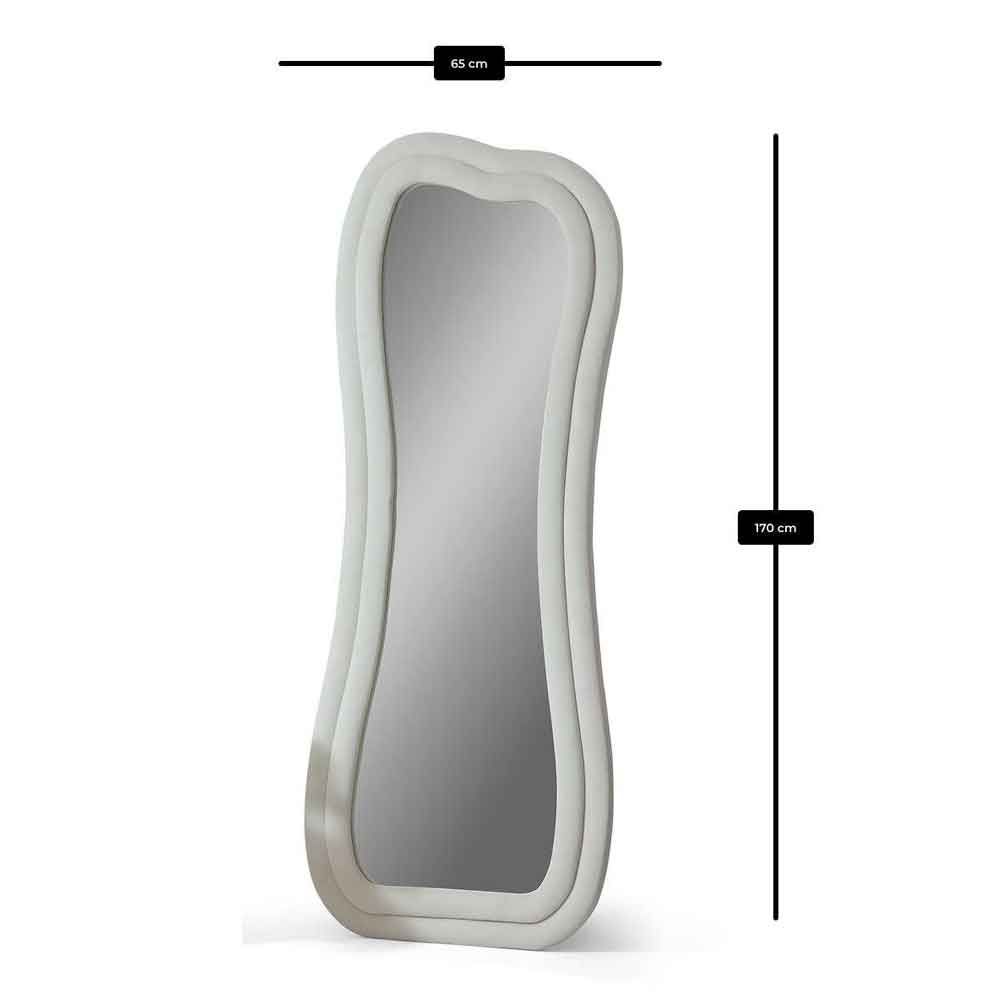 Sun Glass Cheval Mirror with Cream Wooden Frame