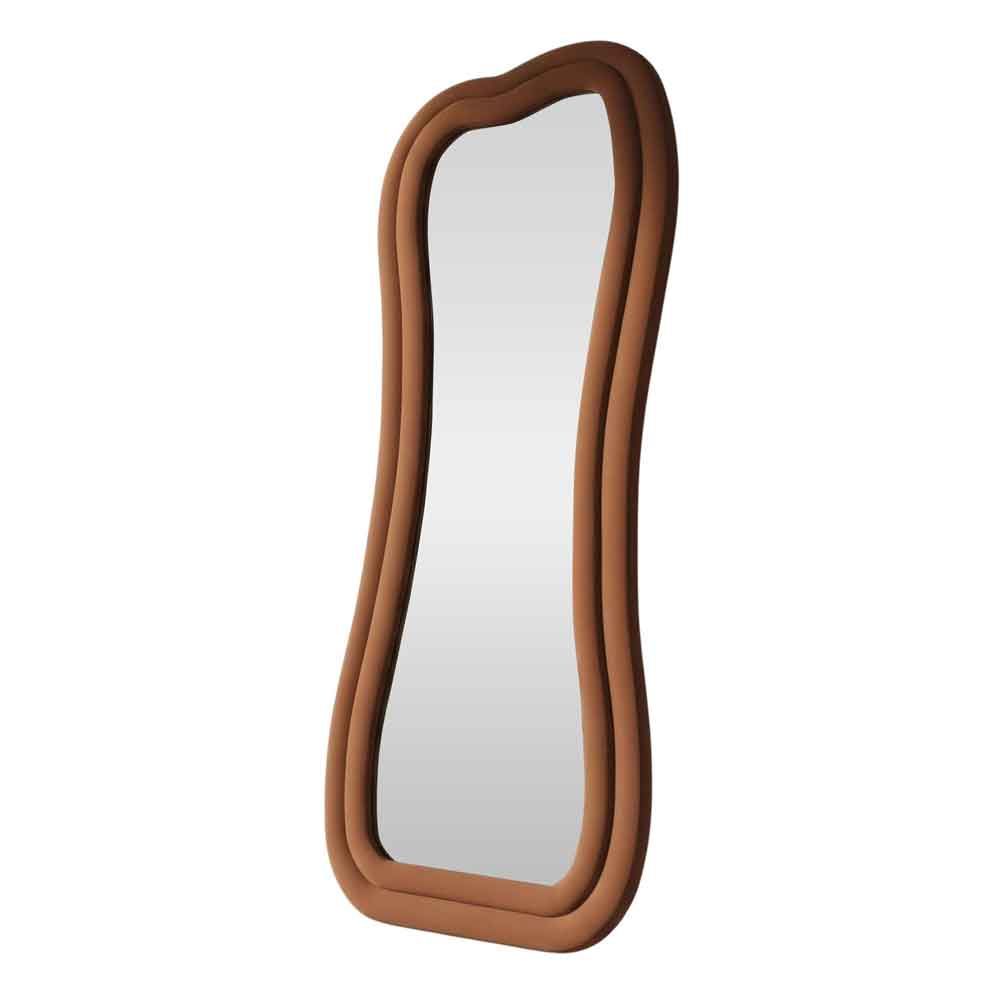 Sun Glass Cheval Mirror with Tile Red Wooden Frame