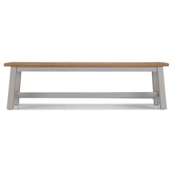 Sunburst Wooden Dining Bench In Grey And Solid Oak_2