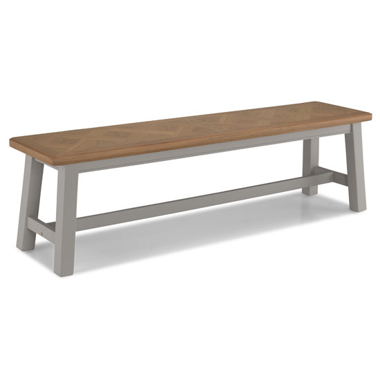 Sunburst Wooden Dining Bench In Grey And Solid Oak Furniture in Fashion