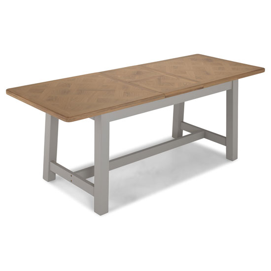 Sunburst Wooden Extending Dining Table In Grey And Solid Oak thumbnail