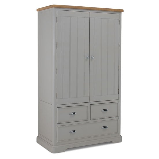 Sunburst Wooden Kitchen Storage Cabinet In Grey And Solid Oak_2
