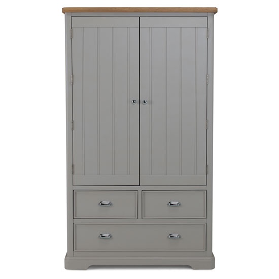 Sunburst Wooden Kitchen Storage Cabinet In Grey And Solid Oak_3