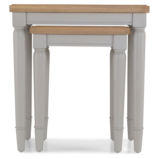 Sunburst Wooden Set Of 2 Nesting Tables In Grey And Solid Oak_3