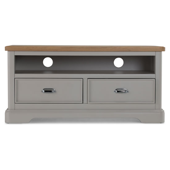 Sunburst Wooden TV Unit In Grey And Solid Oak FiF