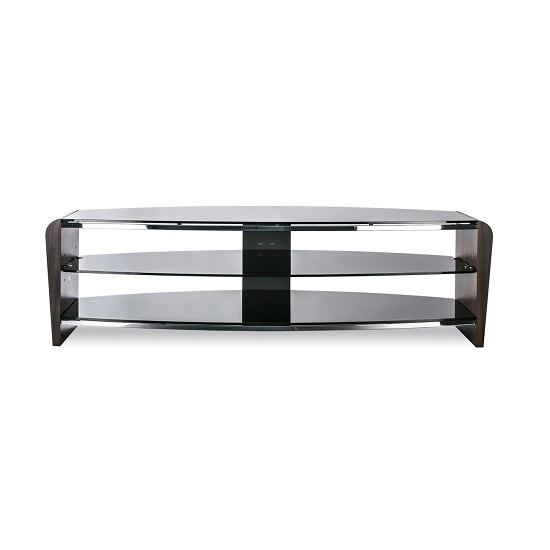 Finchley Medium Wooden TV Stand In Black With Black Glass_3