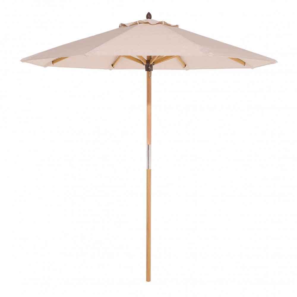 Serenity Polyester Fabric 2.2m Parasol with Wooden Pole in Natural