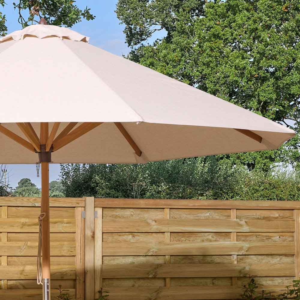 Serenity Polyester Fabric 2.5m Parasol with Wooden Pole in Natural