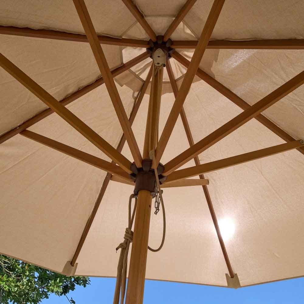 Serenity Polyester Fabric 2.7m Parasol with Wooden Pole in Natural