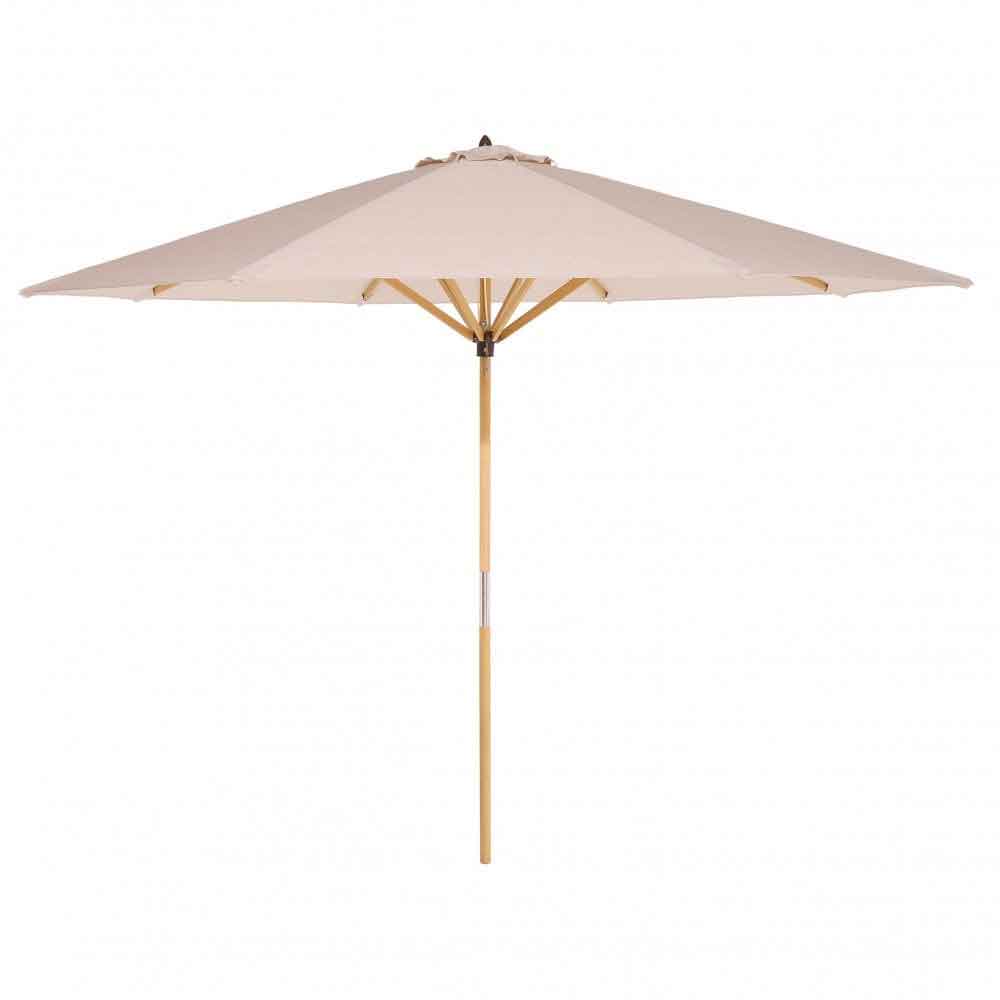 Serenity Polyester Fabric 2.7m Parasol with Wooden Pole in Natural