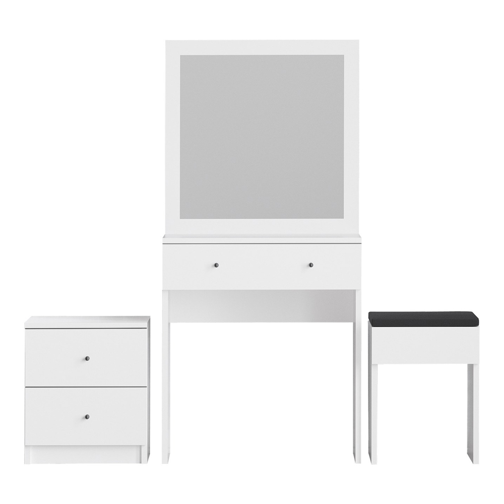 Sunvera Wooden Dressing Table Set with Storage Drawers in White