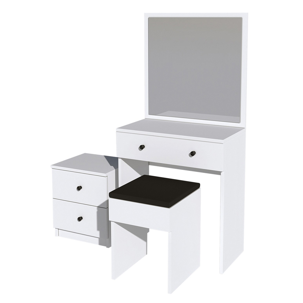 Sunvera Wooden Dressing Table Set with Storage Drawers in White