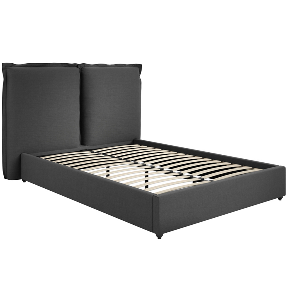 Suquamish Fabric Double Bed - Deep Grey