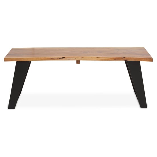 Product photograph of Surah Wooden Coffee Table With Black Metal Base In Natural from Furniture in Fashion