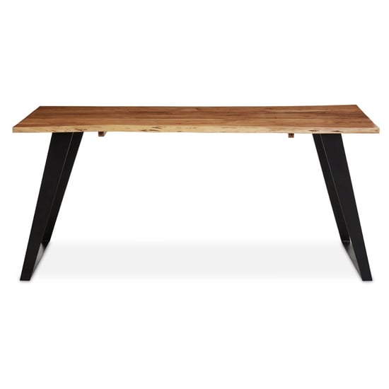 Product photograph of Surah Wooden Dining Table With Black Metal Base In Natural from Furniture in Fashion