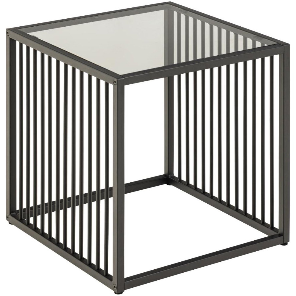 Surf Smoked Glass Side Table With Matt Black Frame