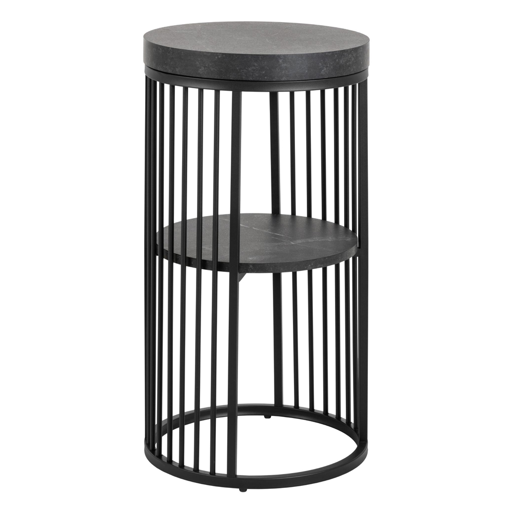 Surf Wooden Bedside Table With Metal Frame In Matt Black Izmir