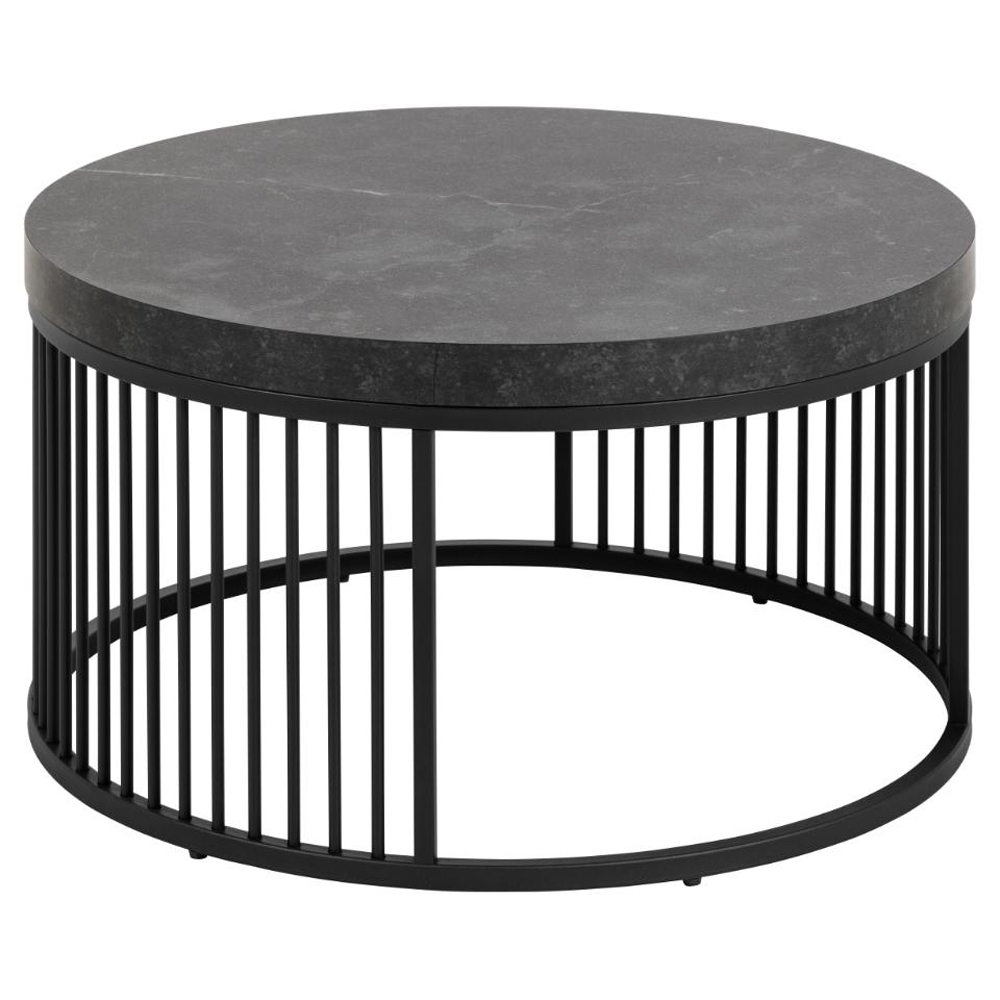 Surf Wooden Coffee Table With Metal Frame In Matt Black Izmir