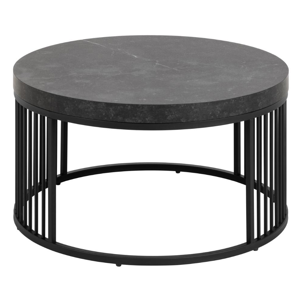 Surf Wooden Coffee Table With Metal Frame In Matt Black Izmir