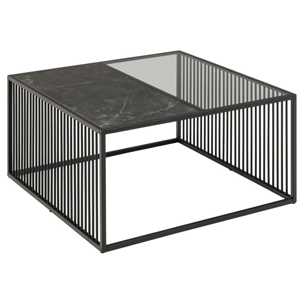 Surf Wooden And Glass Square Coffee Table In Black Izmir