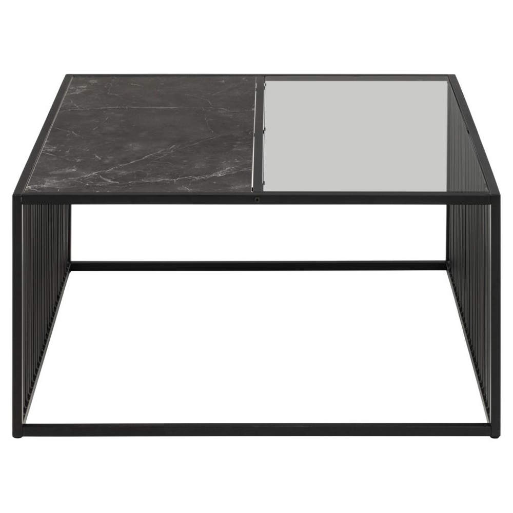 Surf Wooden And Glass Square Coffee Table In Black Izmir