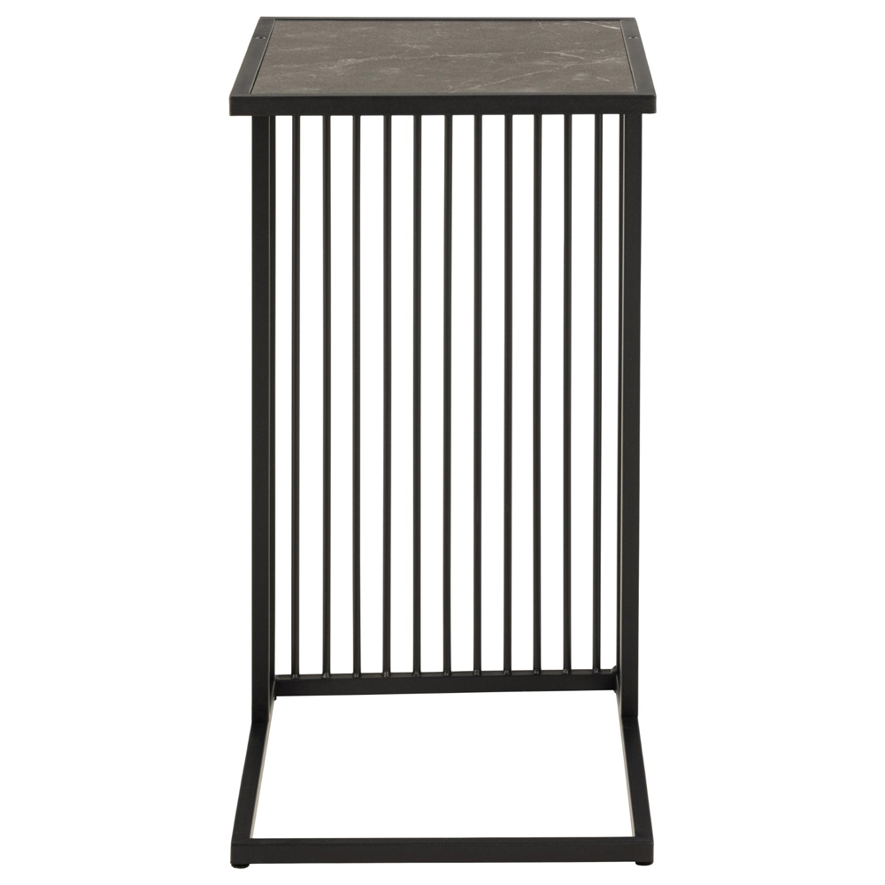 Surf Wooden Side Table In Matt Black Izmir Marble