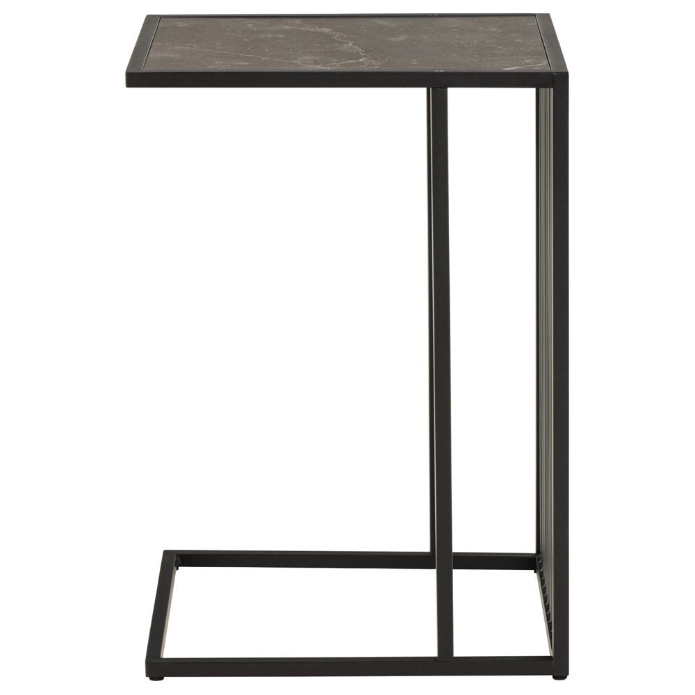 Surf Wooden Side Table In Matt Black Izmir Marble