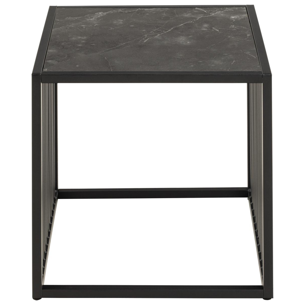 Surf Wooden Side Table With Metal Frame In Matt Black Izmir