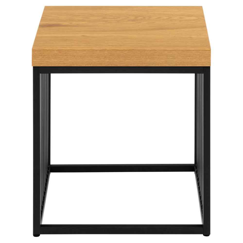 Surf Wooden Side Table With Steel Base - Wild Oak And Black