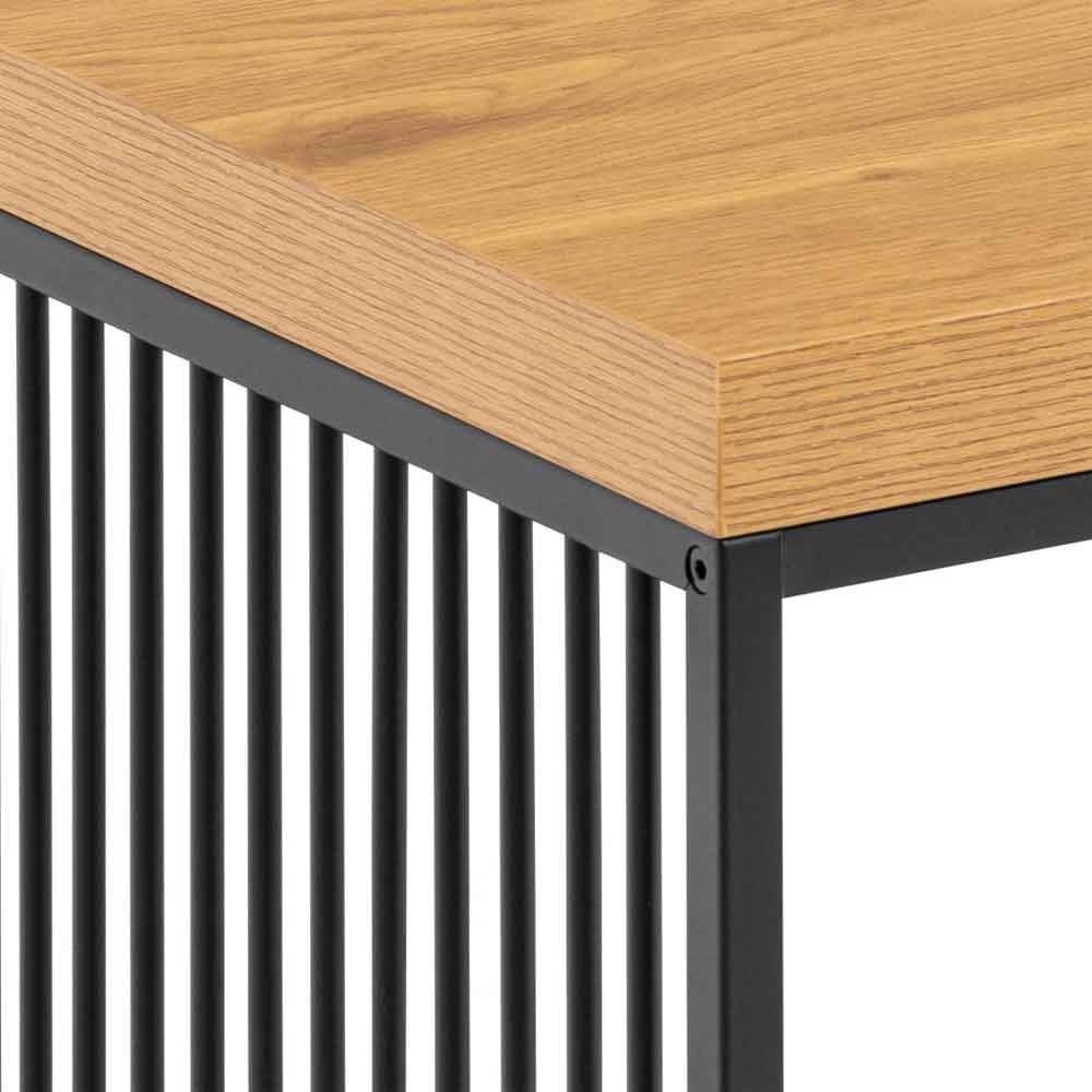 Surf Wooden Side Table With Steel Base - Wild Oak And Black