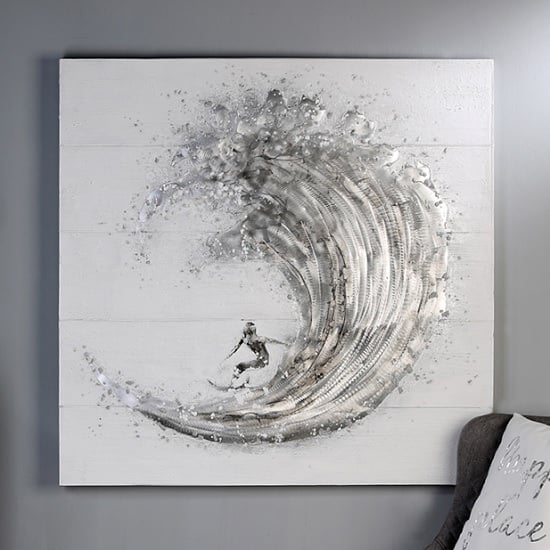 Photo of Surfer canvas oil painting in wooden frame with aluminium trims