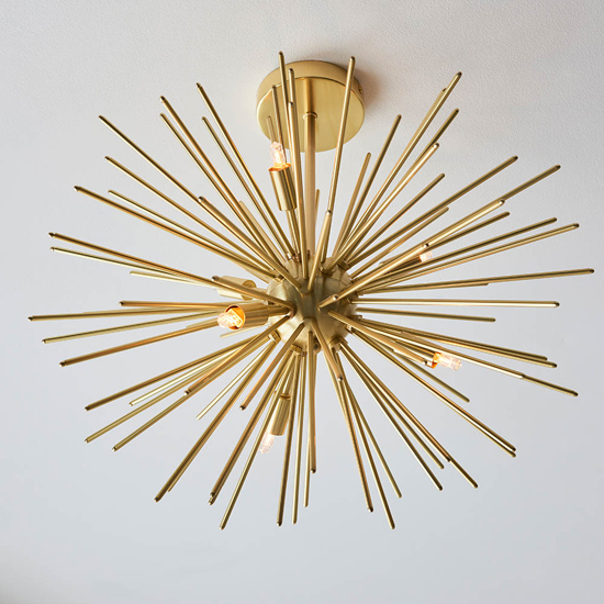 Surrey 6 Lights Semi-Flush Ceiling Light In Satin Brass