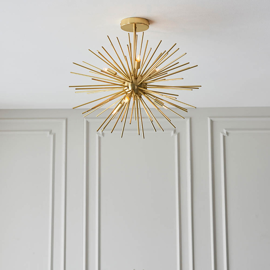 Surrey 6 Lights Semi-Flush Ceiling Light In Satin Brass