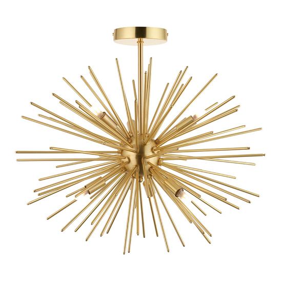 Surrey 6 Lights Semi-Flush Ceiling Light In Satin Brass