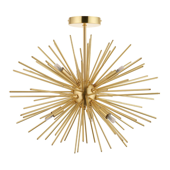 Surrey 6 Lights Semi-Flush Ceiling Light In Satin Brass