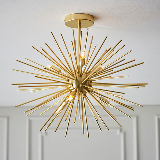 Photo of Surrey 6 lights semi-flush ceiling light in satin brass