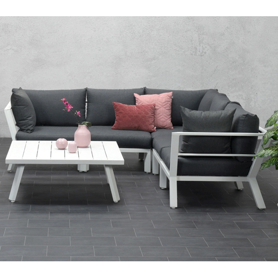 Product photograph of Sushi Corner Lounge Suite Set With Coffee Table In Matt White from Furniture in Fashion