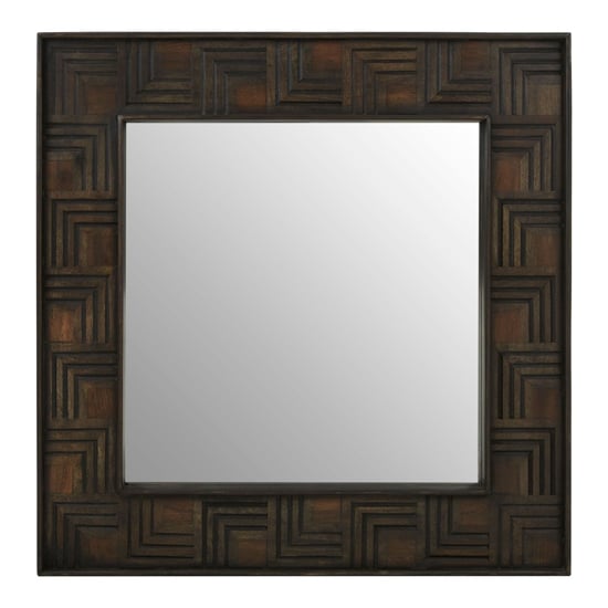 Sutra Square Wall Bedroom Mirror In Brown Wooden Frame