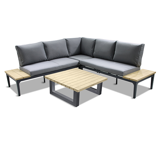 Sutton Outdoor Modular Lounge Set With Low Coffee Table In Grey