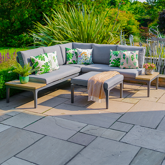 Sutton Outdoor Modular Lounge Set With Ottoman In Grey Furniture in