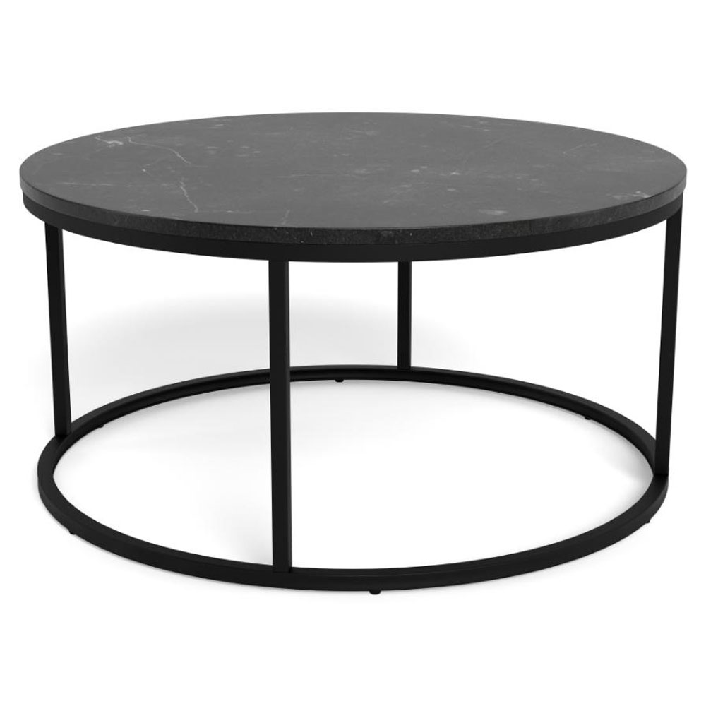Suva Black Marble Izmir Top Coffee Table with Matt Black Steel Base