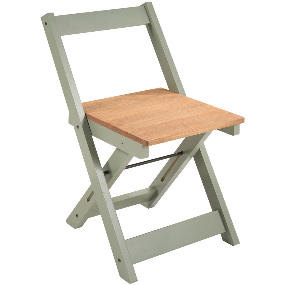 Suva Green and Natural Wooden Folding Dining Chairs in Pair