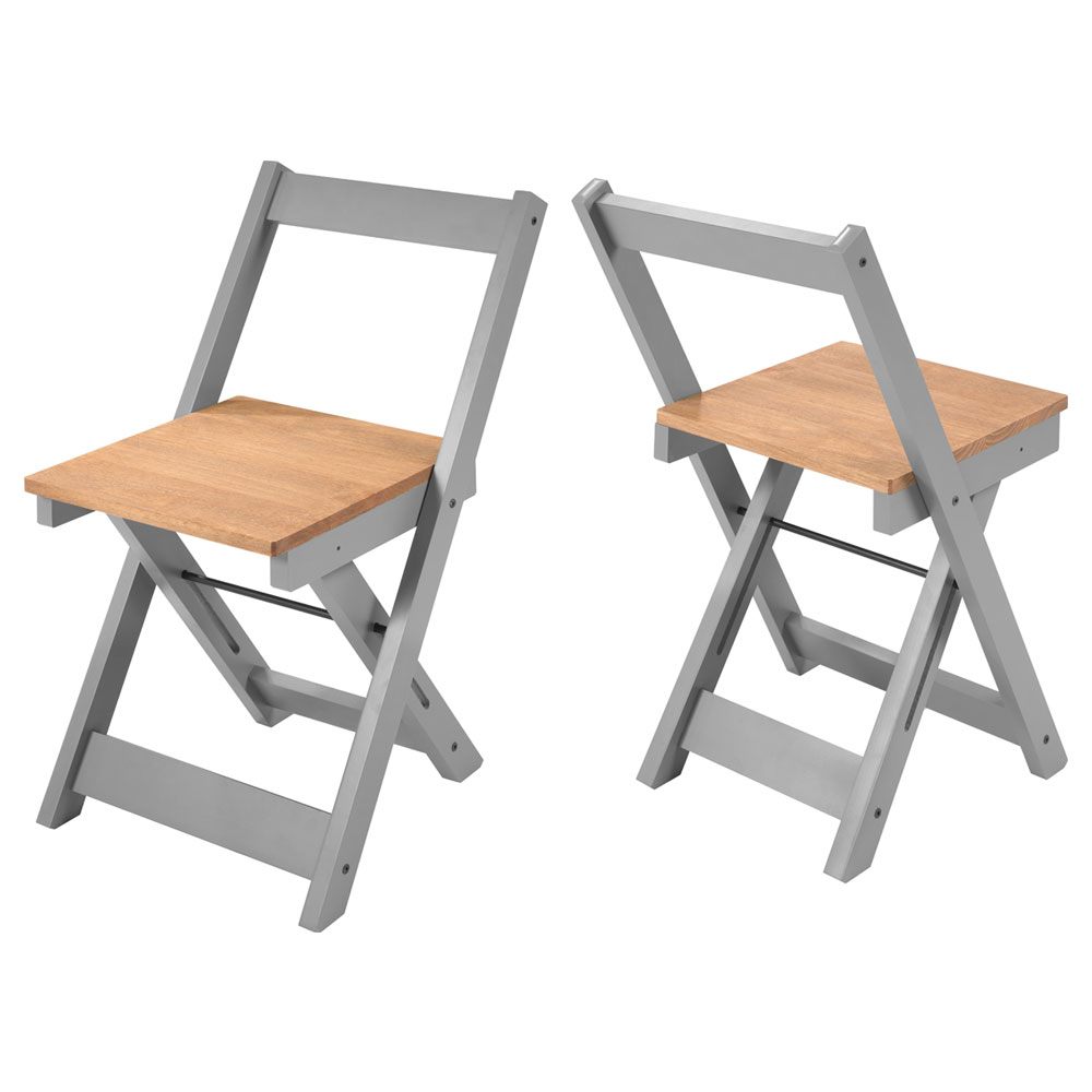 Suva Grey Slate and Natural Wooden Folding Dining Chairs in Pair