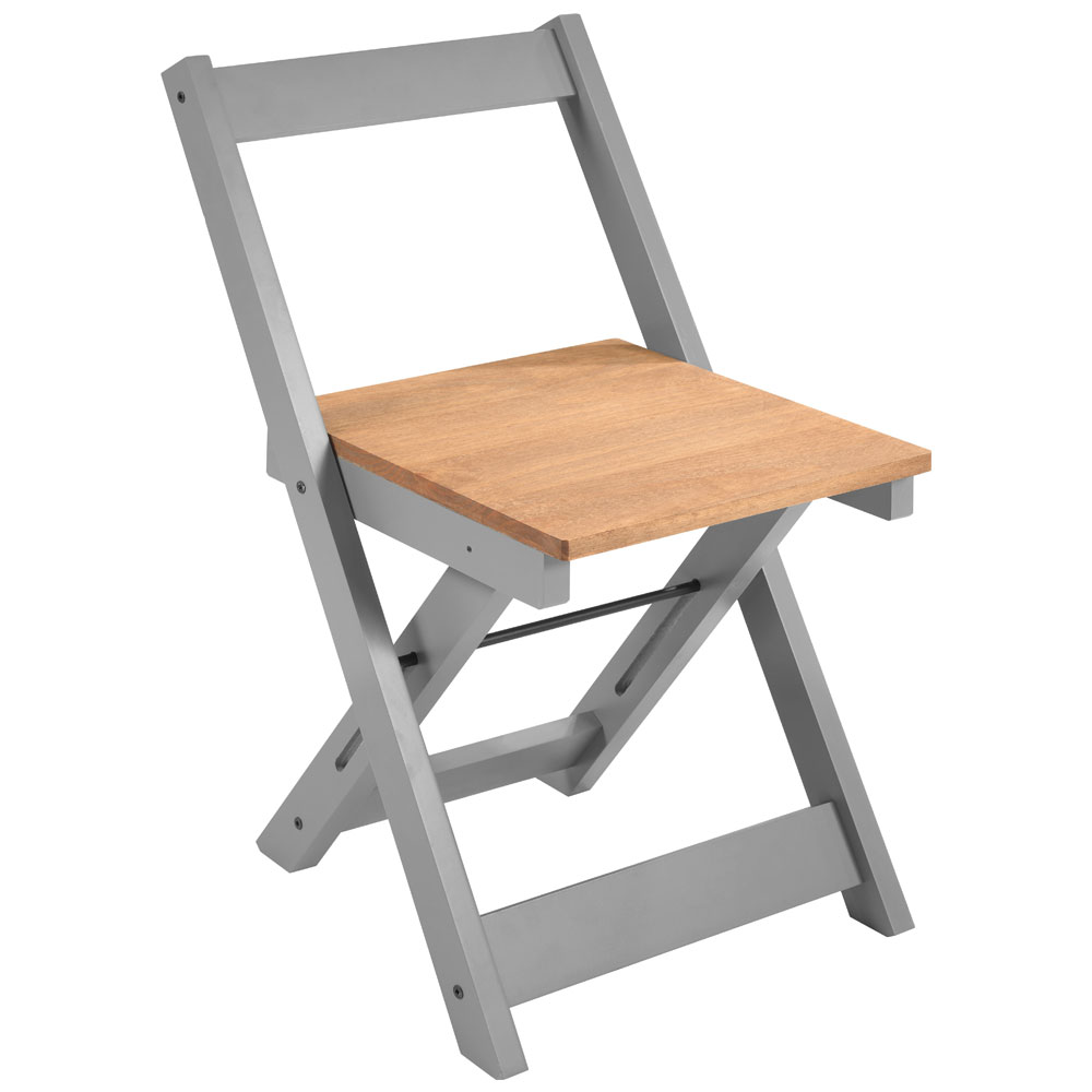 Suva Grey Slate and Natural Wooden Folding Dining Chairs in Pair