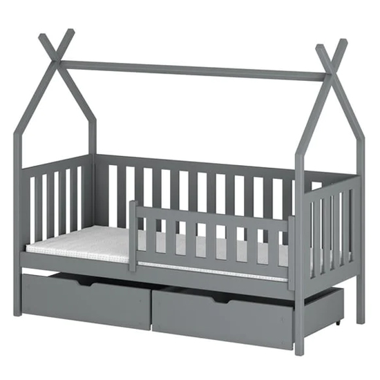 Suva Storage Wooden Single Bed In Grey