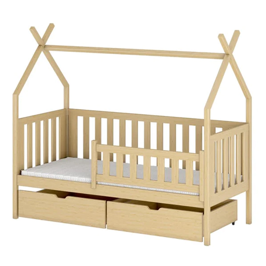 Suva Storage Wooden Single Bed In Pine With Foam Mattress