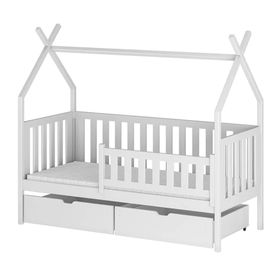 Suva Storage Wooden Single Bed In White