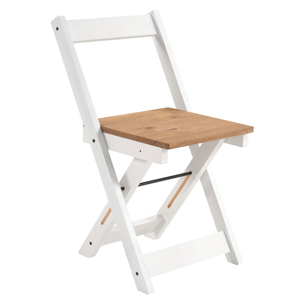 Suva White and Natural Wooden Folding Dining Chairs in Pair