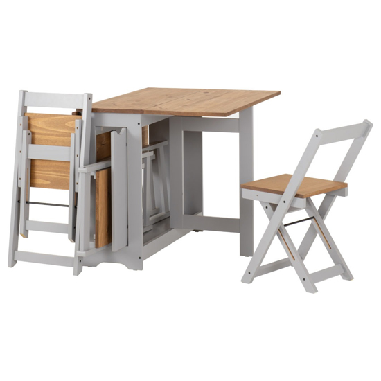 Suva Wooden Butterfly Dining Table With 4 Chairs In Slate Grey