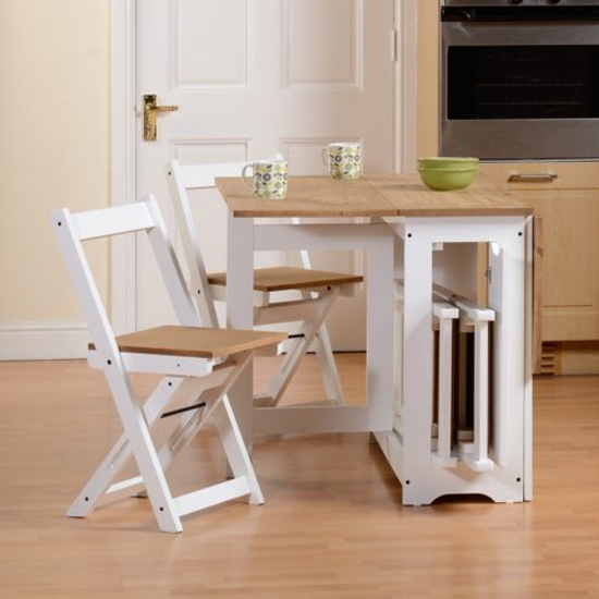 Suva Wooden Butterfly Dining Table With 4 Chairs In White